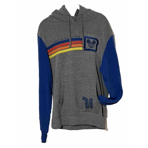 WALT DISNEY WORLD “RETRO 1971” HOODED SWEATSHIRT SZ ADULT SMALL GREY/BLUE HOODIE - Picture 1 of 6